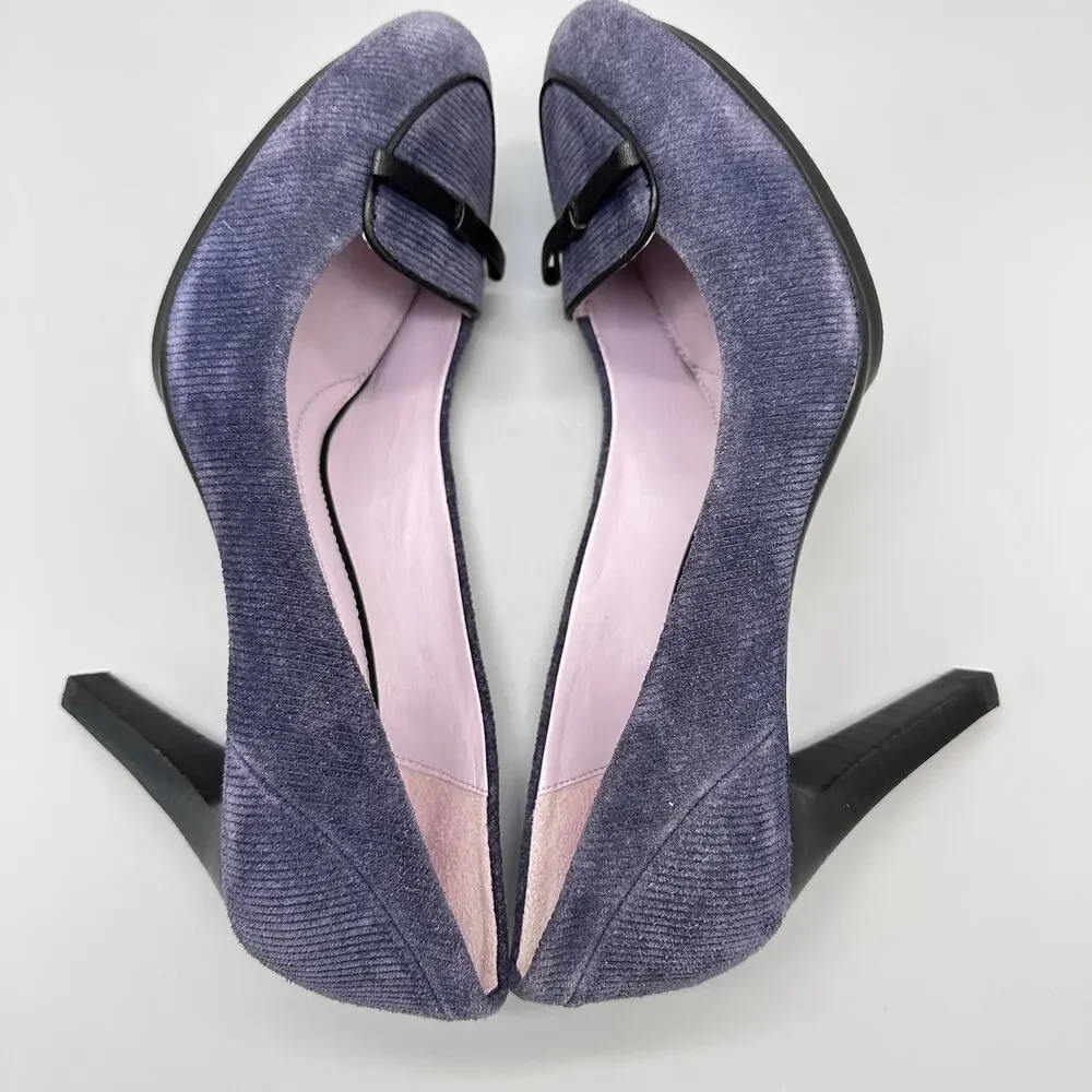 Johnston and Murphy Navy Blue Corduroy Platform Heels Pumps Womens 10M - Picture 5 of 11